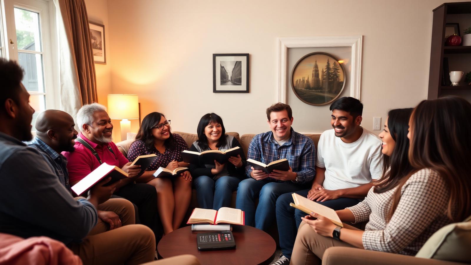 A small group in conversation around open Bibles